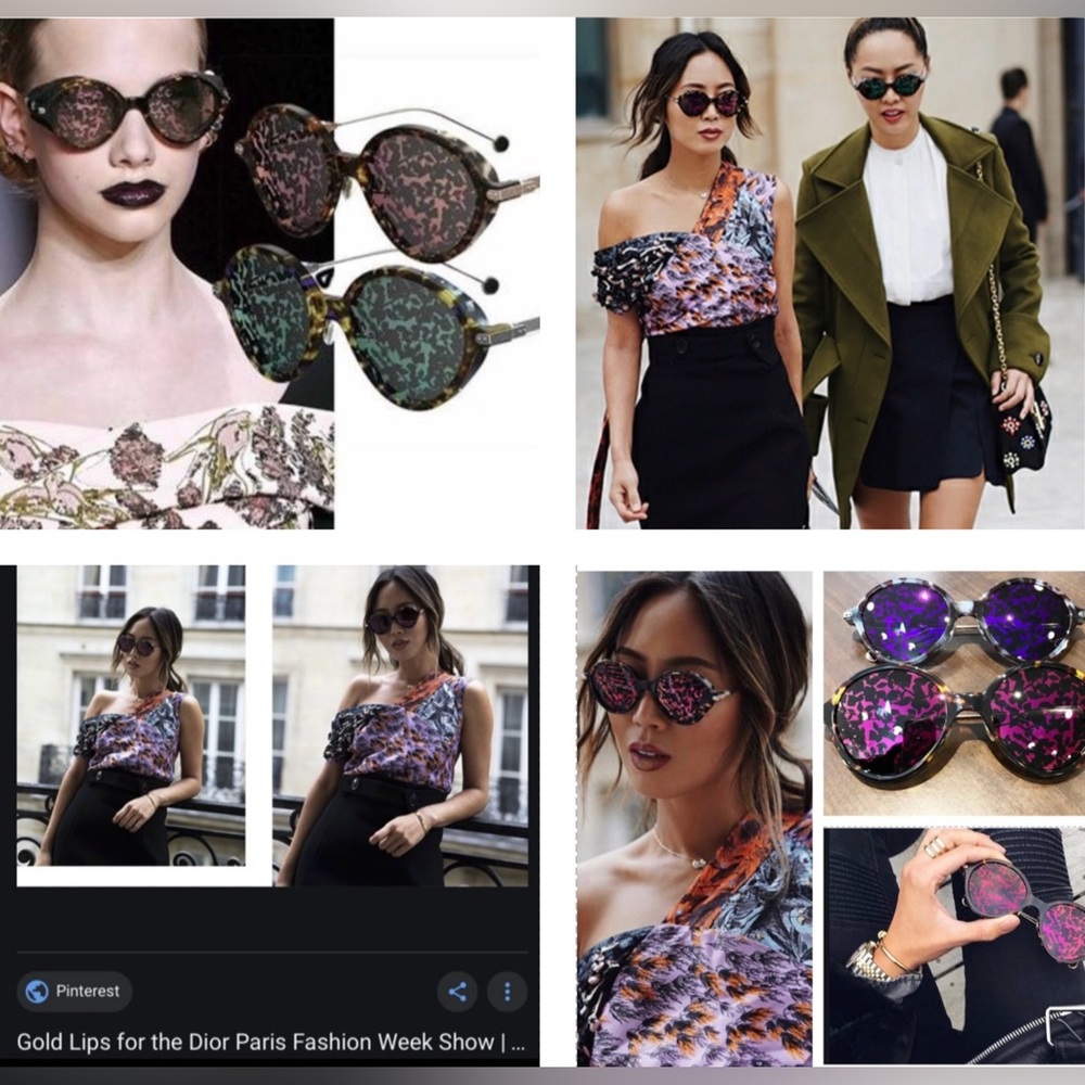 CHRISTIAN DIOR PINK LEAF PRINT MIRROR FOLIAGE / UMBRAGE ROUND SUNGLASSES 😎
